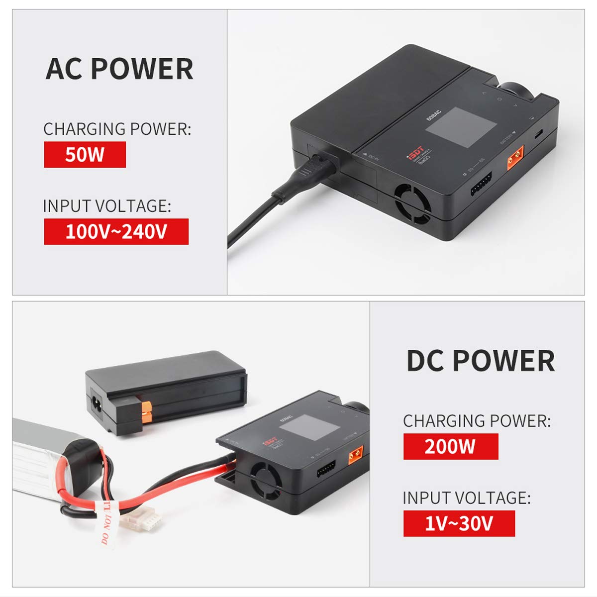 608 AC Lipo Battery Charger,AC 50W/DC 200W Dual Mode RC Discharger/Charger