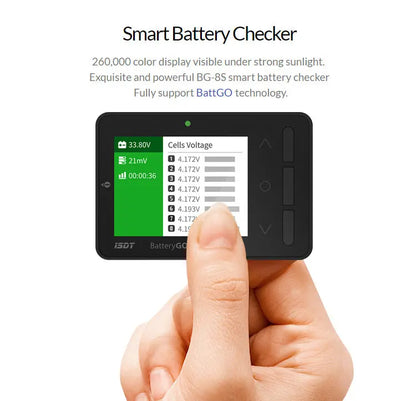 BG-8S Battery Meter, LCD Display Digital Battery Capacity Balance Checker for LiPo Batteries ISDT